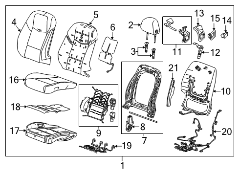 2016 Cadillac ATS Driver Seat Components Cushion Cover Diagram for 23192244