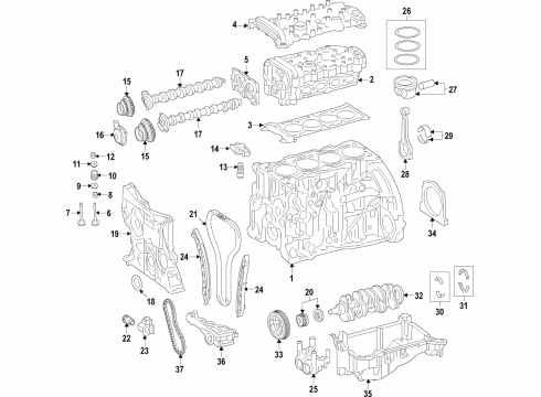 2018 Infiniti Q60 Engine Parts, Mounts, Cylinder Head & Valves, Camshaft & Timing, Variable Valve Timing, Oil Cooler, Oil Pan, Oil Pump, Balance Shafts, Crankshaft & Bearings, Pistons, Rings & Bearings Piston-W/Pin Diagram for 12010-HG00E