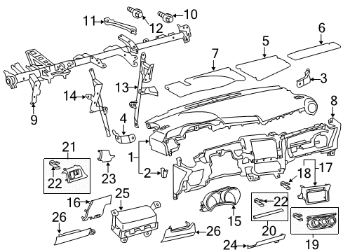 2014 Scion tC Instrument Panel Outer Finish Panel Diagram for 55475-21010-B1