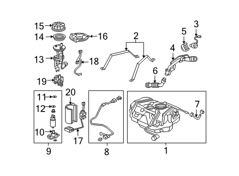 2005 Acura TSX Fuel Supply Band, Driver Side Fuel Tank Mounting Diagram for 17522-SEC-A00