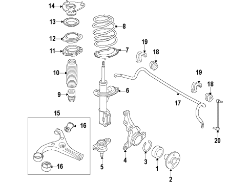 2012 Kia Rio Front Suspension Components, Lower Control Arm, Stabilizer Bar Front Axle Knuckle Right Diagram for 517161W000