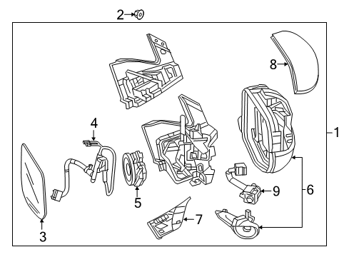 2019 Honda Ridgeline Outside Mirrors Mirror Assembly, Passenger Side Door (Lunar Silver Metallic) (R.C.) Diagram for 76200-T6Z-A11ZB