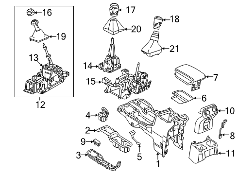 2022 Jeep Gladiator Console Transmission Shifter Diagram for 6ZA23TX7AA