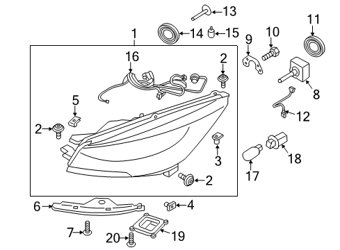 2014 Ford Escape Headlamps Xenon Bulb Retainer Diagram for DL3Z-13N019-A