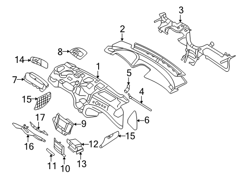 2007 Kia Optima Instrument Panel Tray-Lower Crash Pad Center Diagram for 847422G000D1