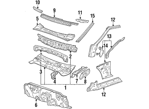 1987 Honda Prelude Cowl Dashboard (Lower) Diagram for 60660-SB0-672ZZ