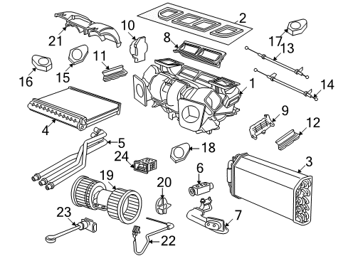 1997 BMW 528i Heater Core & Control Valve Blower High Setting Diagram for 64116923204