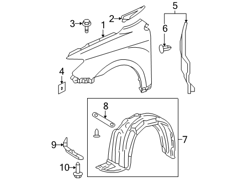 2009 Scion tC Fender & Components Fender Diagram for 53802-21120