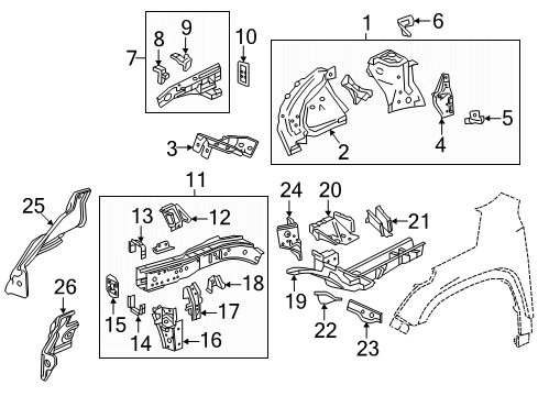 2018 GMC Acadia Structural Components & Rails Gusset Diagram for 23266737