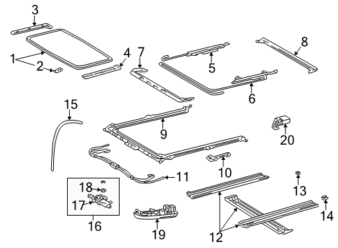 1998 Toyota 4Runner Sunroof Cable Case Diagram for 63221-35010