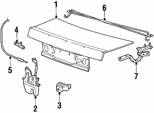 1986 Honda Civic Trunk Lid Cable, Trunk Opener Diagram for 85525-SB4-661