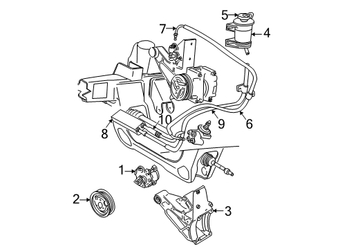 2000 Ford Explorer P/S Pump & Hoses, Steering Gear & Linkage Pressure Hose Diagram for F5TZ-3A719-A