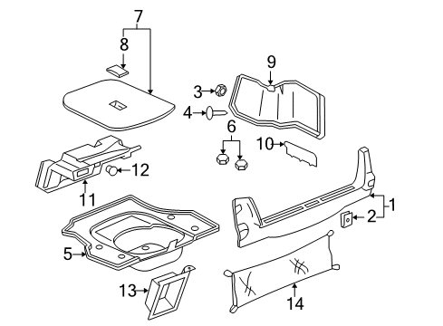 2006 Cadillac DTS Interior Trim - Rear Body Spare Cover Diagram for 15233458