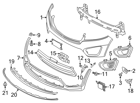 2017 Kia Sorento Front Bumper Grille-Front Fog, LH Diagram for 86525C6020