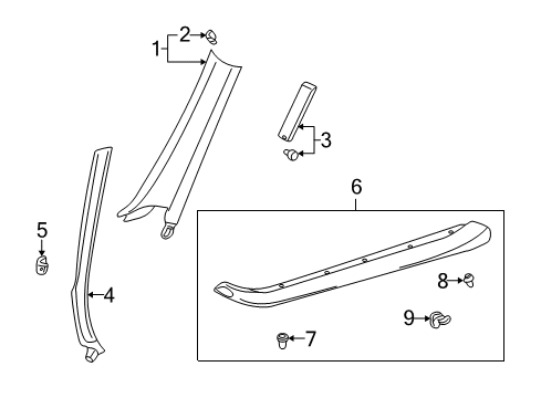 2007 Lexus SC430 Interior Trim - Pillars, Rocker & Floor Garnish, Front Pillar, RH Diagram for 62210-24060-C0