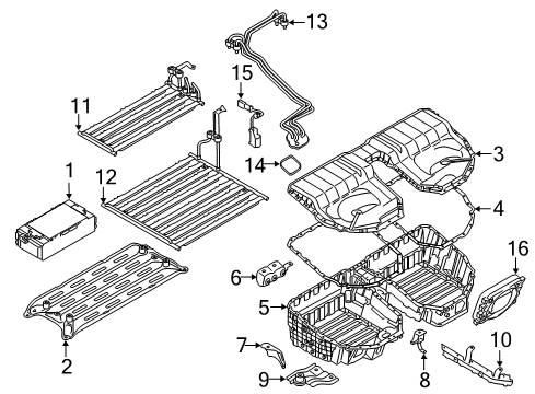 2020 BMW 530e Battery Radiator High-Voltage.Batt.Bottom Right Diagram for 61278632536
