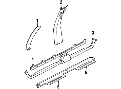 1995 Cadillac Seville Interior Trim - Pillars, Rocker & Floor Molding-Windshield Side Upper Garnish *Black Diagram for 25641615