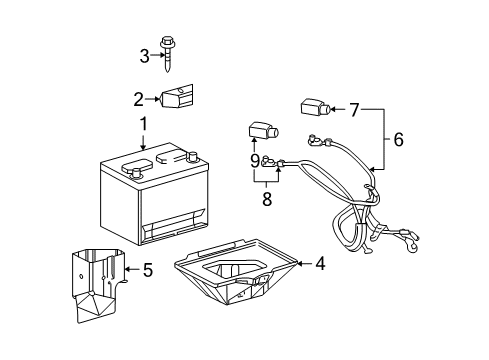 2006 Chevrolet Corvette Battery Tray Asm, Battery Diagram for 10352084