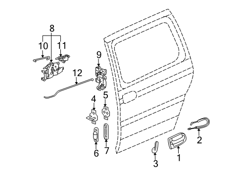 2008 Chevrolet Uplander Rear Door Handle Asm, Rear Side Door Outside *Service Primer (RH) Diagram for 19207858