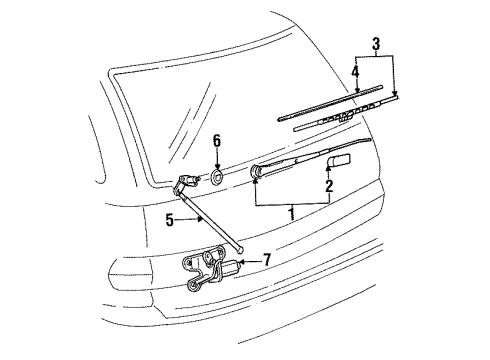 1992 Toyota Previa Wiper & Washer Components Rear Wiper Arm Assembly Diagram for 85241-28042