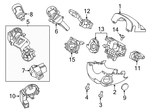 2015 Ford Focus Shroud, Switches & Levers Ignition Housing Diagram for BV6Z-3511-B