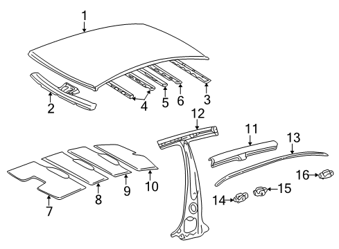 2001 Lexus LS430 Roof & Components Reinforcement, Roof Panel, NO.3 Diagram for 63143-50030