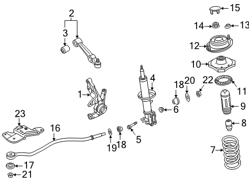2002 Kia Rio Front Suspension Components, Lower Control Arm, Stabilizer Bar Knuckle, Left Diagram for 0K30A33031F