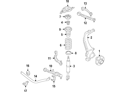 2015 Kia K900 Front Suspension Components, Lower Control Arm, Upper Control Arm, Stabilizer Bar Front Spring Diagram for 546503T204