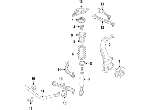 2016 Hyundai Genesis Front Suspension Components, Lower Control Arm, Upper Control Arm, Stabilizer Bar Knuckle-Front Axle, RH Diagram for 51711-B1500