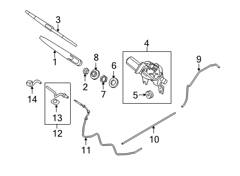 2008 Kia Rio5 Lift Gate - Wiper & Washer Components Hose Assembly-Rear Washer Diagram for 989801G100