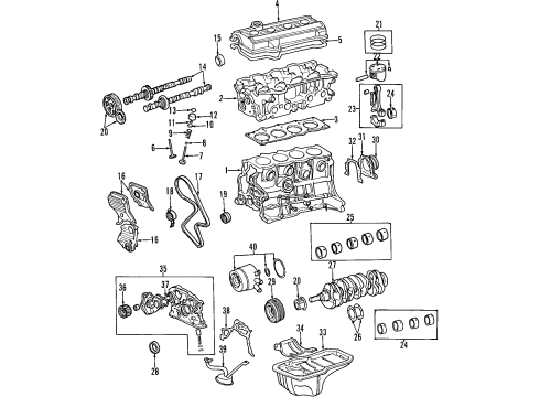 1997 Toyota RAV4 Engine Parts, Mounts, Cylinder Head & Valves, Camshaft & Timing, Oil Cooler, Oil Pan, Oil Pump, Crankshaft & Bearings, Pistons, Rings & Bearings Piston Ring Set Diagram for 13011-74072