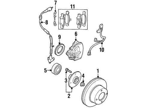2000 Mercury Cougar Anti-Lock Brakes Front Sensor Ring Diagram for F5RZ-2C182-A