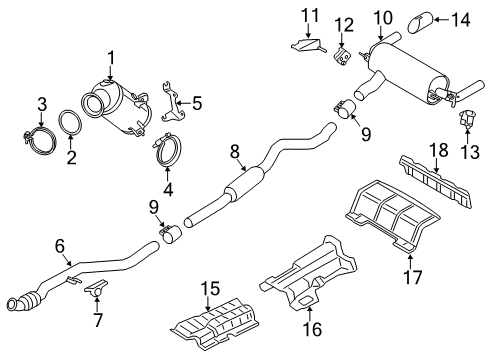 2013 BMW ActiveHybrid 3 Exhaust Components Holder Catalytic Converter Near Engine Diagram for 18207602265