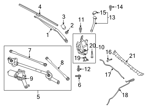 2021 INFINITI QX50 Wiper & Washer Components TUBE-WASHER, WINDSHIELD Diagram for 28940-5NA0B