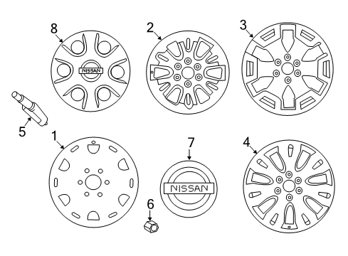 2017 Nissan Titan Wheels, Covers & Trim Disc Wheel Ornament Diagram for 40342-9FF0A