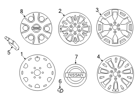 2019 Nissan Titan Wheels, Covers & Trim Wheel Alloy Diagram for 40300-9FT4A