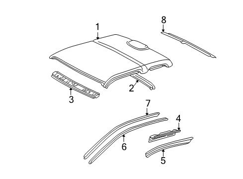 2002 Toyota Tacoma Roof & Components Roof Panel Diagram for 63111-04050