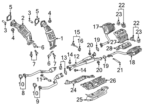 2020 Genesis G90 Exhaust Components Catalyst Case Assembly, Right Diagram for 28530-3LTB0