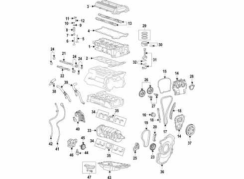2019 Chevrolet Silverado 1500 Engine Parts, Mounts, Cylinder Head & Valves, Camshaft & Timing, Variable Valve Timing, Filters, Oil Cooler, Oil Pan, Oil Pump, Adapter Housing, Balance Shafts, Crankshaft & Bearings, Pistons, Rings & Bearings Tensioner Diagram for 12691858