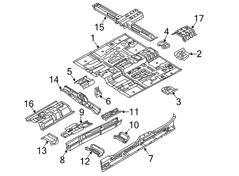 2012 Kia Sorento Floor & Rails Panel-Center Floor Diagram for 65111-0W000