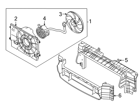2019 Hyundai Veloster N Cooling Fan Motor Assembly Diagram for 25386-K9600