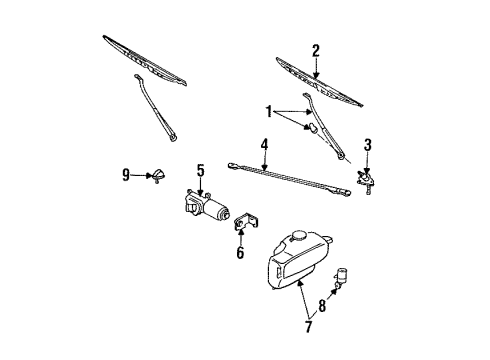 1992 Nissan Pathfinder Wiper & Washer Components Motor Rear Windshield WIPER Diagram for B8700-41G00
