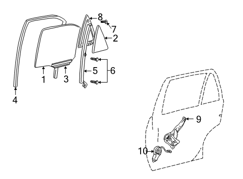 2004 Toyota Camry Front Door Run Channel Diagram for 68152-AA020