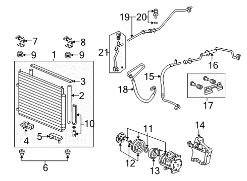 2009 Honda Ridgeline A/C Condenser, Compressor & Lines Motor, Cooling Fan Diagram for 38616-RN0-A71