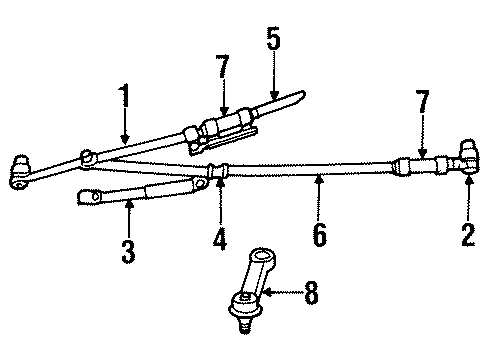 1998 Dodge Ram 3500 Steering Column & Wheel, Steering Gear & Linkage, Shaft & Internal Components, Shroud, Switches & Levers Tie Rod-Drag Link Diagram for 52039185