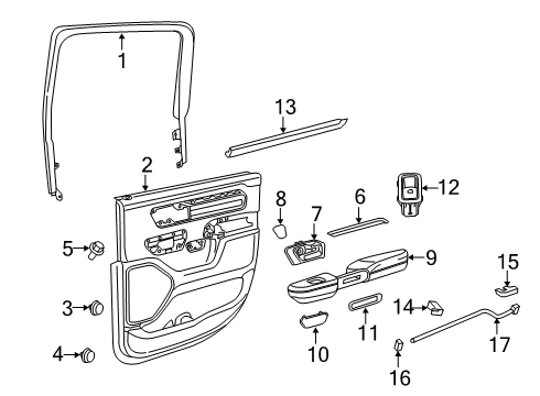 2019 Ram 1500 Rear Door W/STRIP-Door Belt Inner Diagram for 68285716AB