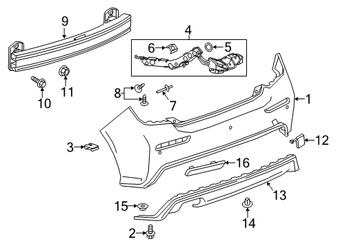 2017 Chevrolet Sonic Rear Bumper Outer Support Diagram for 42371123