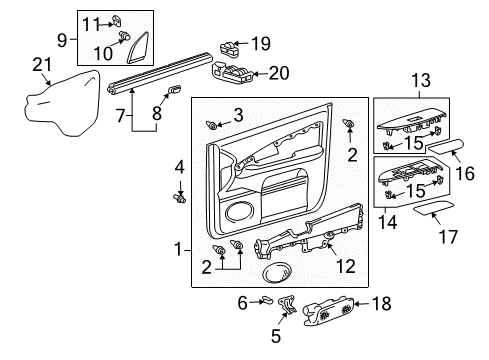 2004 Lexus RX330 Rear Door Master Switch Assy, Power Window Regulator Diagram for 84040-0E011