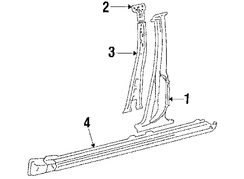 1986 Toyota Camry Center Pillar & Rocker Front Floor Pan Diagram for 58111-32010
