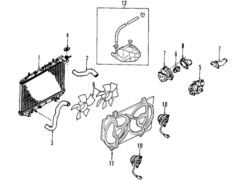 1999 Infiniti G20 Cooling System, Radiator, Water Pump, Cooling Fan Fan-Motor Diagram for 21486-1L000